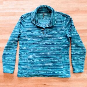 Cozy Blue Patterned Women's Fleece Sweater